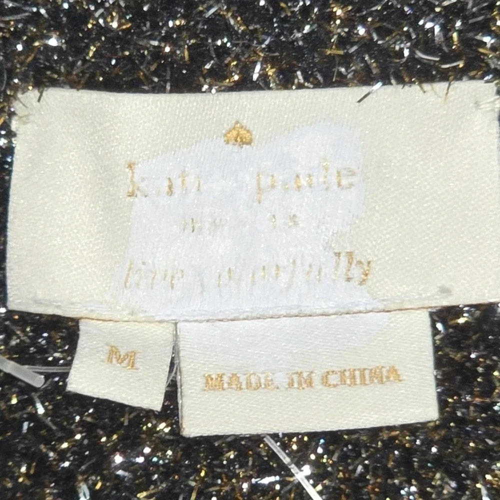 NWOT Kate Spade New York Mock Neck‎ Metallic Black & Gold sweater  Size M
